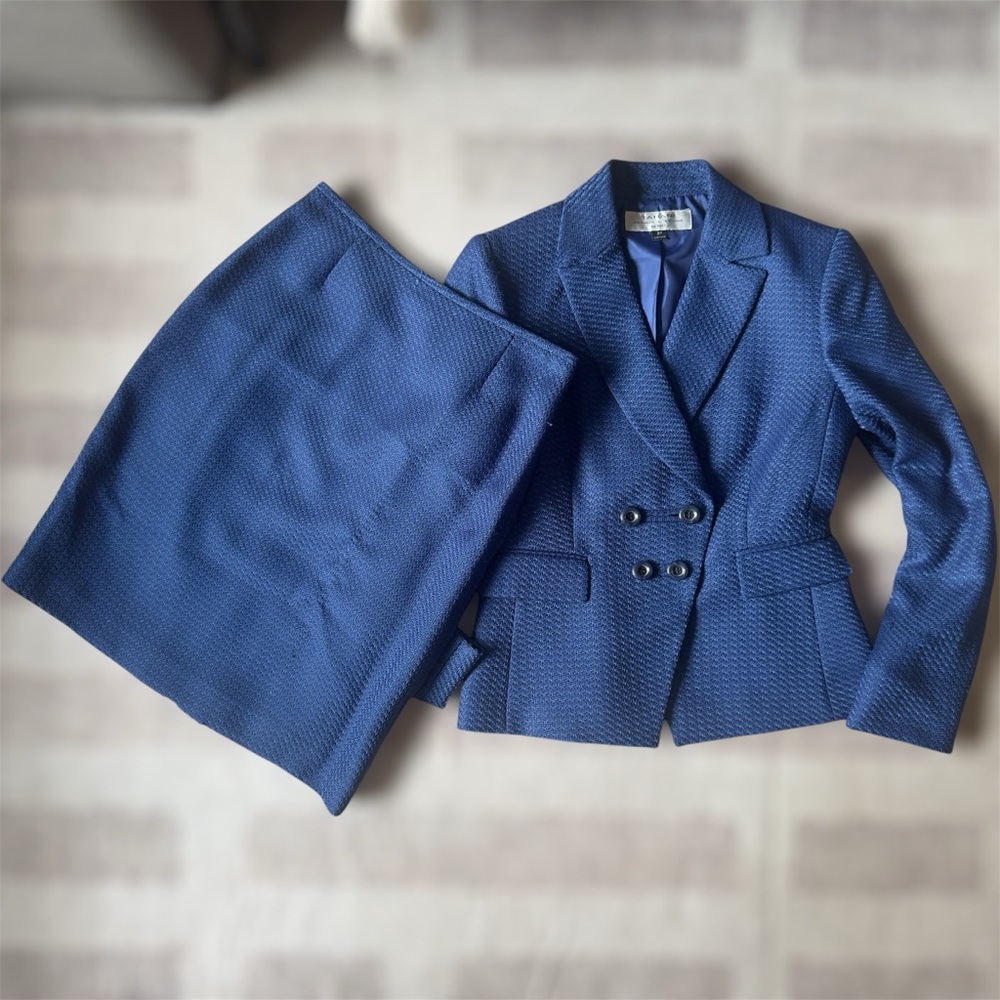 [Sold] Tahari Blue Blazer and Skirt Set